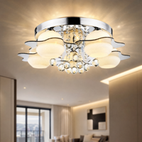 Plafonnier LED moderne à 3/5/7/9 têtes en cristal avec protection oculaire FCC ABS+PS, E27 Multi CCT avec télécommande pour salon
