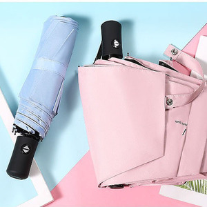 Parapluie pliant moderne anti-UV et anti-pluie en vinyle, idéal pour les voyages, avec logo personnalisable - Product Image 4