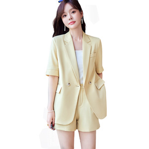 Women's Summer Suit Set Short Sleeve Solid Color Woven Breathable Casual Style - Product Image 5