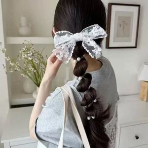 Nouvelle Épingle à Cheveux en Tissu et Dentelle avec Nœud en Forme de <span class=keywords><strong>Poire</strong></span> et Anneau Téléphone pour Femme - Accessoire Capillaire Créatif Style Doux pour Femme - Product Image 4