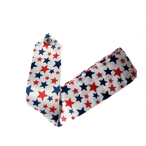 Cinta de Baile con Estrellas Rojas y Azules al por Mayor, Cinta de Gimnasia de Satén Blanco con Mango Rojo para el 4 de Julio y Actuaciones Escénicas - Product Image 3