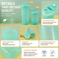 Bouteille shaker protéinée 500 ml en PP écologique sans BPA avec boule mélangeuse et couvercle à clapet, logo personnalisé, vente en gros pour la gym et le sport