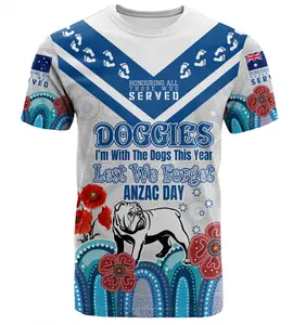 Canterbury-bankstown buldog Anzac baskılı erkek gömlek doğrudan satış özel Anzac gün ben Doggies T Shirt ile kadınlar için