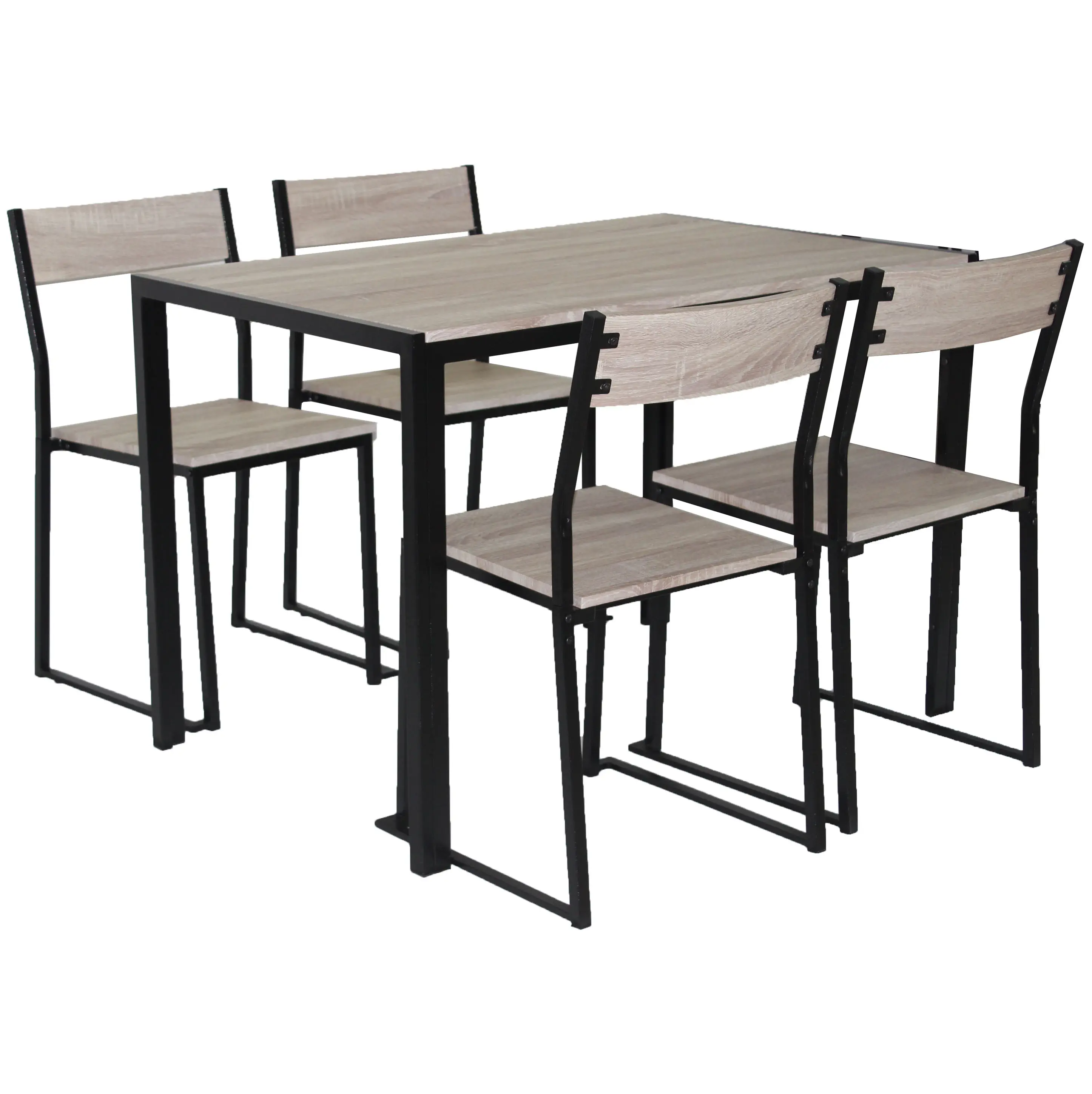 Vierkant rohr Metall und Holz Esstisch Stuhl Sets Dinette Sets Zum Verkauf