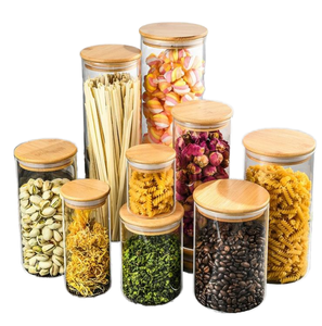 Ensemble de bocaux en verre de luxe de 7 pièces couvercles hermétiques en bambou pour le stockage des aliments cuisine décorative garde-manger Camping café bonbons thé stockage - Product Image 5