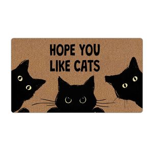 Tapis de porte en imitation fibre de coco Vast Ocean, 18x30 pouces, motif chat de dessin animé, lavable, grattoir à boue, pour intérieur et extérieur - Product Image 3