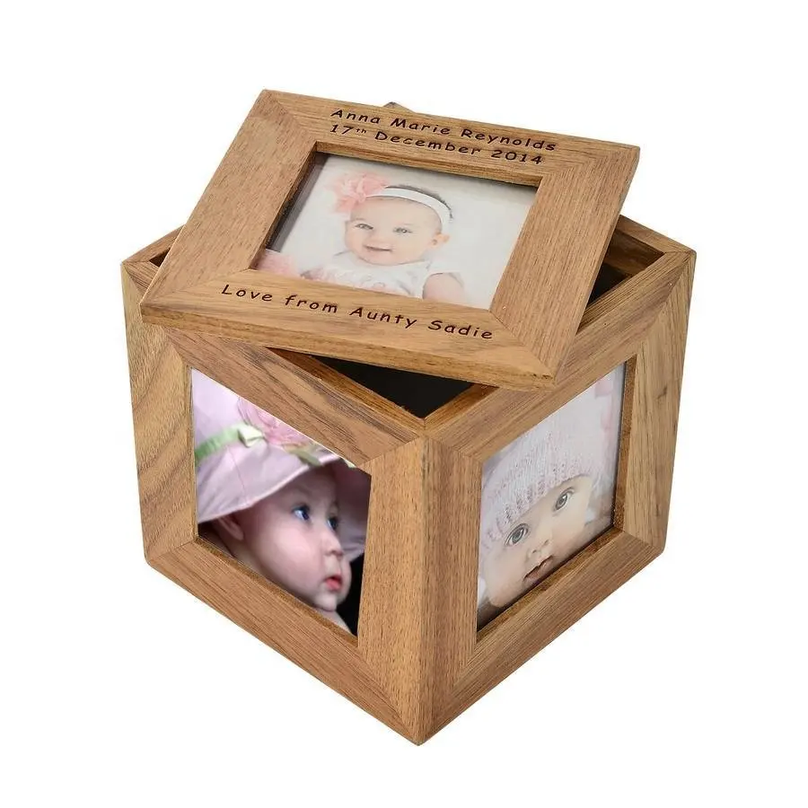 Wooden Gift Box With Picture Frame Baby Keepsake Box Wood Pine Gift Box With Photo Frame For Kids