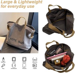 Borsa Tote Personalizzabile di Grande Capacità per Donna, 100% Cotone, Borsa da <span class=keywords><strong>Shopping</strong></span> in Tela Resistente, Borsa a Tracolla alla <span class=keywords><strong>Moda</strong></span> per lo <span class=keywords><strong>Shopping</strong></span> - Product Image 3