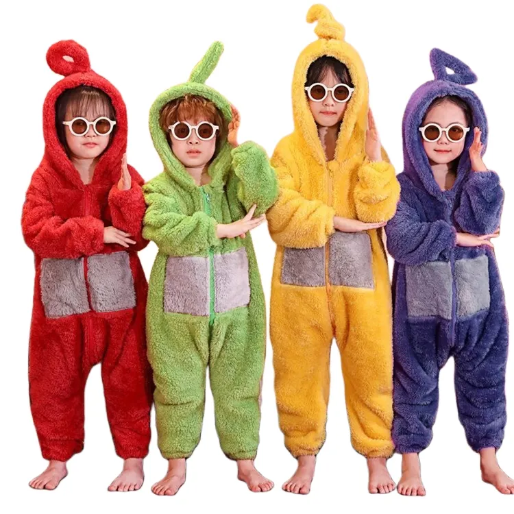 Einteiliger Pyjama für Kinder Teletubbies Herbst/Winter Anti-Kick Flanell Homewear für Mädchen