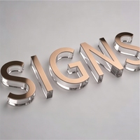 Lettres décoratives en métal miroir pour la publicité et les enseignes de bureau, utilisation intérieure/extérieure