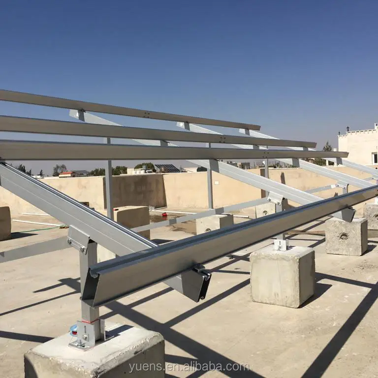 Painel solar de alumínio montado para chão, painel solar de alumínio fundação concreto estrutura de montagem