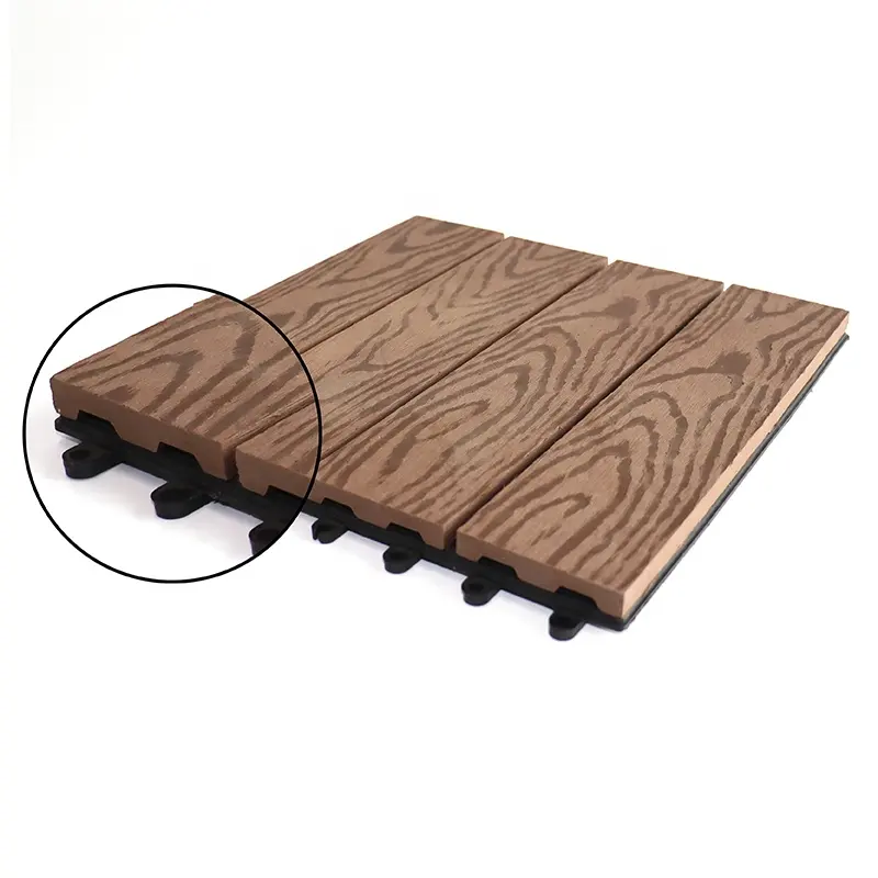 Outdoor Ubin Online Timbul Teras Teras Halaman Belakang FOB Shanghai Saling Klik Ubin Tahan Air Anti-Slip WPC Decking Ubin