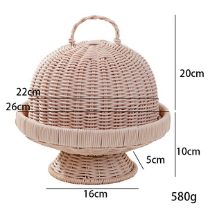 Assiette à collation haute tressée avec couvercle, anti-poussière et anti-insectes, idéale pour les fruits, les pains et le thé <span class=keywords><strong>de</strong></span> l'après-midi, lavable et résistante à la moisissure - Product Image 4