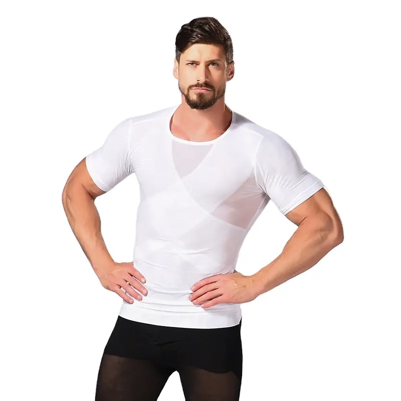 2022 New Selling Superior Quality Men Custom Logo Shapewear Body Shaper Slimming Fitness T Shirts