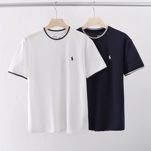 Collection <span class=keywords><strong>Ralph</strong></span> S27 <span class=keywords><strong>Lauren</strong></span> <span class=keywords><strong>Printemps</strong></span> 2026 Angleterre T-shirts classiques en coton uni extensible 200g à manches courtes pour couple - Product Image 4