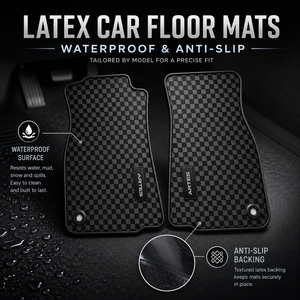 Tapis de voiture personnalisés antidérapants et imperméables en caoutchouc latex à motif damier rouge, <span class=keywords><strong>bleu</strong></span>, noir, blanc - Product Image 3