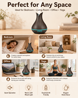 Diffuseur d'aromathérapie moderne et tendance de 400 ml à effet bois, compatible avec l'application intelligente Tuya via Wi-Fi 2,4 GHz pour la maison connectée