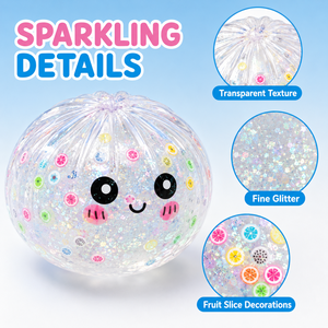 Juguete Sensorial Antiestrés de 8.5cm con Forma de Dumpling de Frutas Brillante, Suave y Colorido, con Vaporizador y Empaque de Regalo - Product Image 3