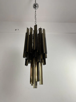 Lustre Vintage Mid-Century en Verre de Murano Ambre Trilobi