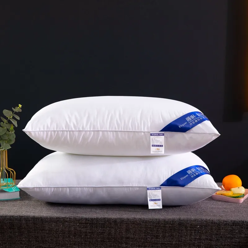 Wholesale soft 5 Star Hotel cotton fabric Pillow 1000g microfiber filling quilted pillow hilton