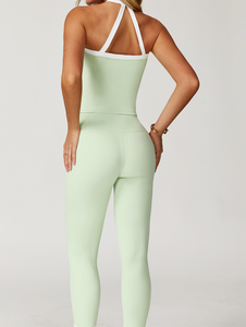 Jy Chất Lượng Cao Màu Đen Nhanh Chóng Khô Mềm Chất Liệu Yoga Phòng Tập Thể Dục Tank Top Đào Tạo Đẩy lên Chặt Chẽ Cao Eo Phù Hợp Xà Cạp 2 Mảnh Bộ - Product Image 3