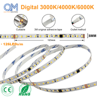Bande LED SMD 2835 Monocouleur à Effet de Chasse, Pixel Adressable 24V 120 LED/m IP20 10W/m PCB 8mm pour Éclairage d'Affichage