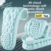 Semelles intérieures 4D Cloud-Massage en polyuréthane pour hommes et femmes, PU bleu menthe, anti-odeur, antidérapantes, absorbant les chocs, pour le sport