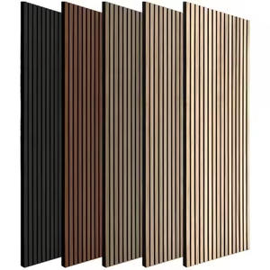 Panel de pared acústico de madera moderno insonorizado ecológico al por mayor, paneles acústicos de listones de madera de álamo y nogal y roble - Product Image 1
