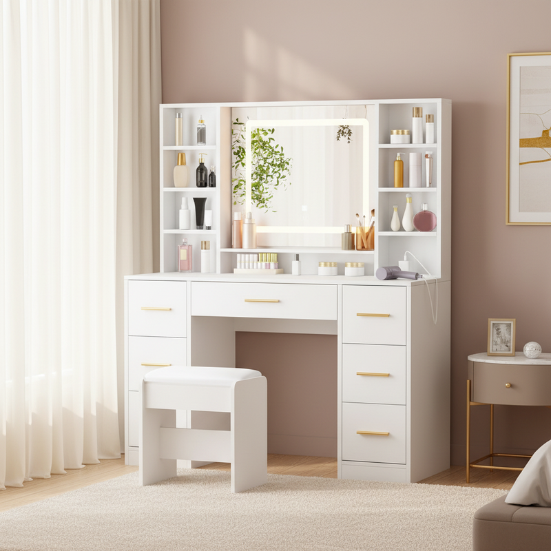 High End White Lacquer Bedroom Dresser