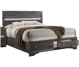 Modern Queen 5 <b>PC</b> Solid Wood Adjustable <b>Storage</b> Bedroom Set in Gray - Product Image 1