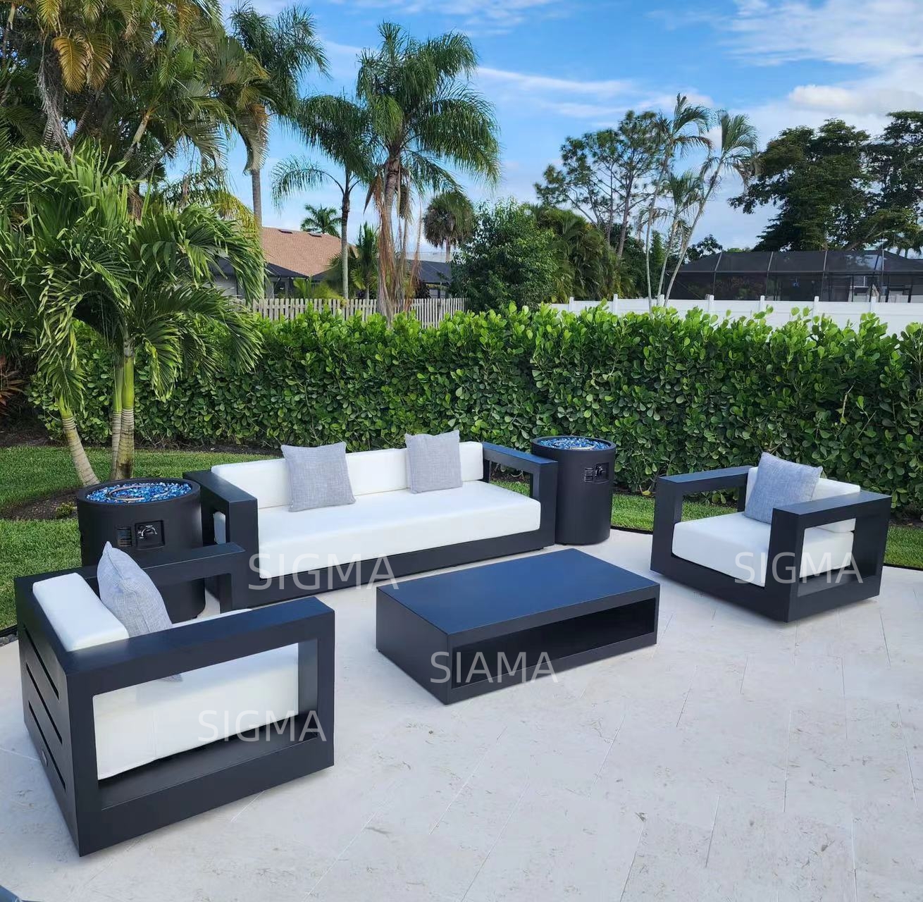 Sigma new design Modern Style Outdoor Garden Aluminum Sofa Hotel Balcony Furniture Outdoor lounge chair Luxury Garden sofa