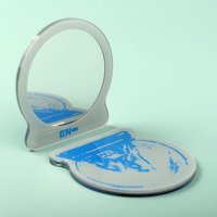 Miroir de maquillage portable mini en acrylique écologique, motif floral, décoration personnalisée DIY pour hommes et femmes