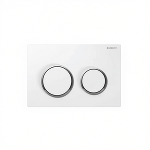Placa de Control Omega 20 de 2 Botones con Anillos Blancos Mate y Botones de Inodoro Blancos - Product Image 2
