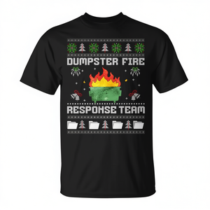 T-shirt avec motif de Noël de l'équipe de lutte contre les incendies Dumpster Fire Response Team Ugly Sweater - Product Image 2