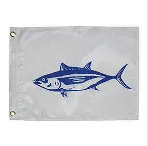 Wholesale 12x18 Inch Durable All-Weather Outdoor Fisherman's Catch Flag Custom Triangle Fish Boat Flag