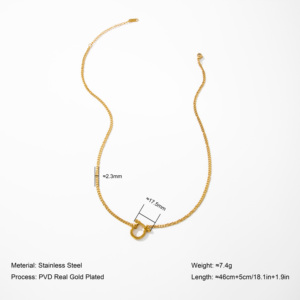 <span class=keywords><strong>Collana</strong></span> YF7099 in Acciaio Inossidabile con Catena a Graffetta e Chiusura a Moschettone a Molla Placcata Oro 18K PVD per Abbinamento con Ciondoli - Product Image 3