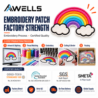 Patchs brodés colorés personnalisés avec un design mignon de lune, nuage, cerise et champignon pour vêtements, sacs, chapeaux et projets d'artisanat AWELLS