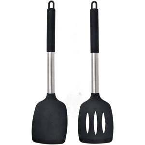 Pack of 2 Silicone Solid Turner Non Stick Slotted Kitchen Spatulas High Heat Resistant BPA Free Cooking Utensils - Product Image 1