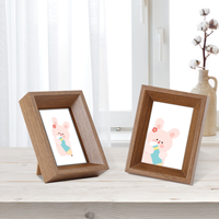 Cadre photo biseauté en MDF Premium 4x6, lot de 2, grain de bois chêne et noyer, pour table ou mur, salon