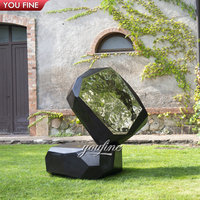 Sculpture géométrique empilée en acier inoxydable doré Art Déco YOUFINE pour la décoration commerciale moderne