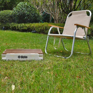 Foldable Garden Chair Khaki Aluminum Alloy <b>Backrest</b> Portable Outdoor Leisure Chair Rectangular Shape 62.5X54X66 - Product Image 5