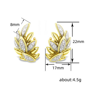 Orecchini a Perno a Forma di Foglia di Grano per Donne, Stile Floreale e Naturale, Gioielli alla Moda - Product Image 3