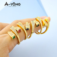 Nouveautés : Ensemble de bijoux de luxe en zircon, bracelets ajustables pour femmes, bracelet et bague plaqués or 18 carats