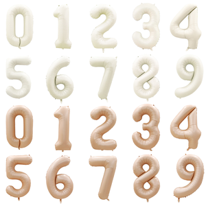 Ballon numérique en feuille d'hélium de 32 pouces, écologique, blanc crème, imprimé sérigraphie, couleur caramel chocolat, numéro, vente en gros - Product Image 1