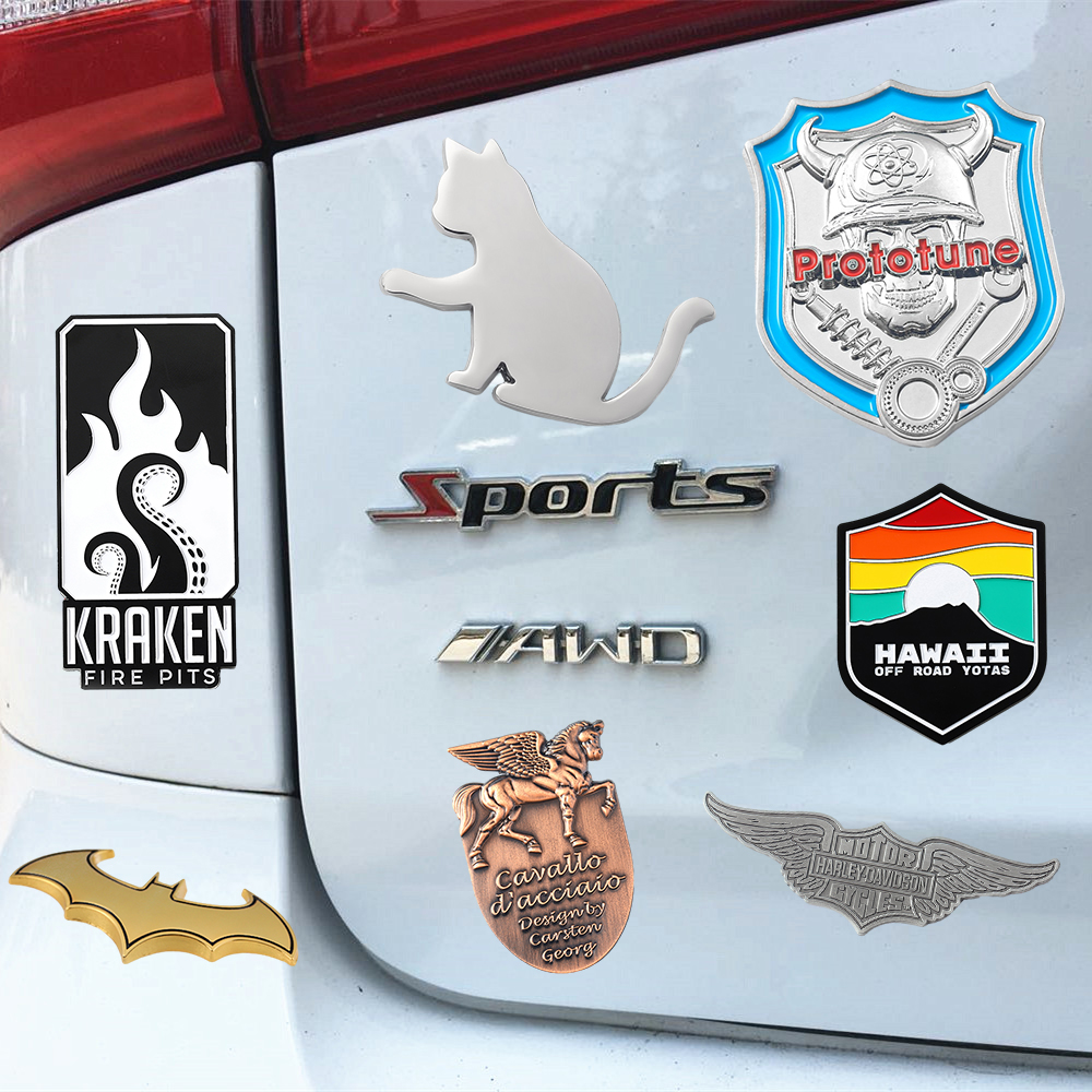 Großhandel Benutzer definierte 3d Tier Zink legierung Metall Abzeichen Logo Auto Etiketten Emblem 3d ABS Buchstaben Auto Aufkleber Emblem Abzeichen