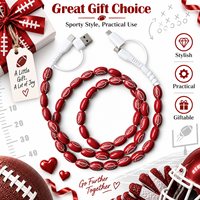 Câble de charge USB Type C 4-en-1 pour téléphone, avec perles, pour football américain, transfert de données, cadeau sportif