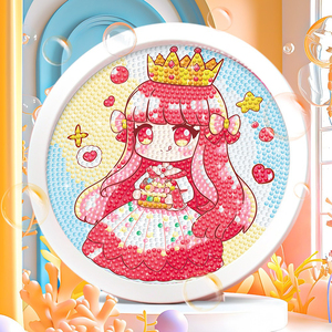 Kit Pittura Diamante Fai da Te Rotondo con Animali Cartoon, Stampa su Tessuto, Cornice in Plastica Rotonda Classica per Uso Domestico - Product Image 4