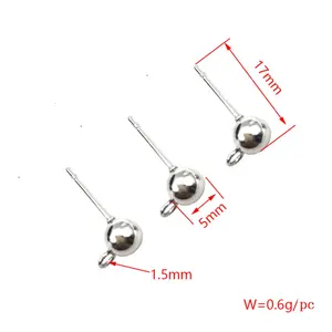 低过敏性不锈钢耳环柱DIY耳环配件珠宝制作用球形耳环别针螺柱