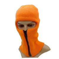 Masque intégral zippé Balaclava avec logo personnalisé Y2K, orange néon, tricoté, 1 trou, masque de ski coupe-vent unisexe pour la pêche et les activités quotidiennes en extérieur