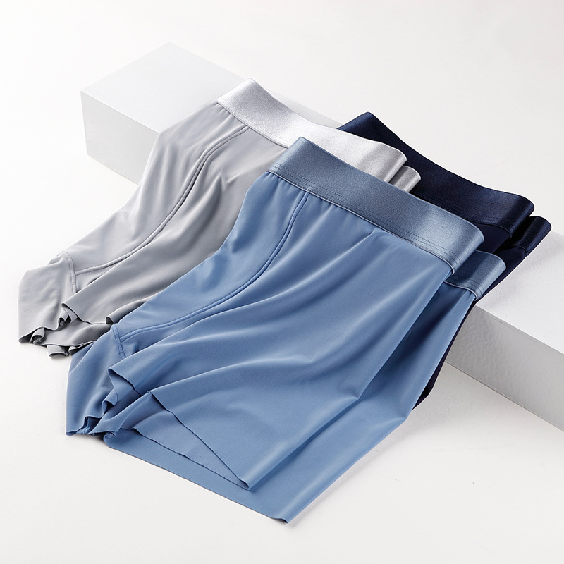 Мужские Бесшовные Боксеры, дышащие трусы из ледяного шелка, нижнее белье, мужские трусы, боксеры